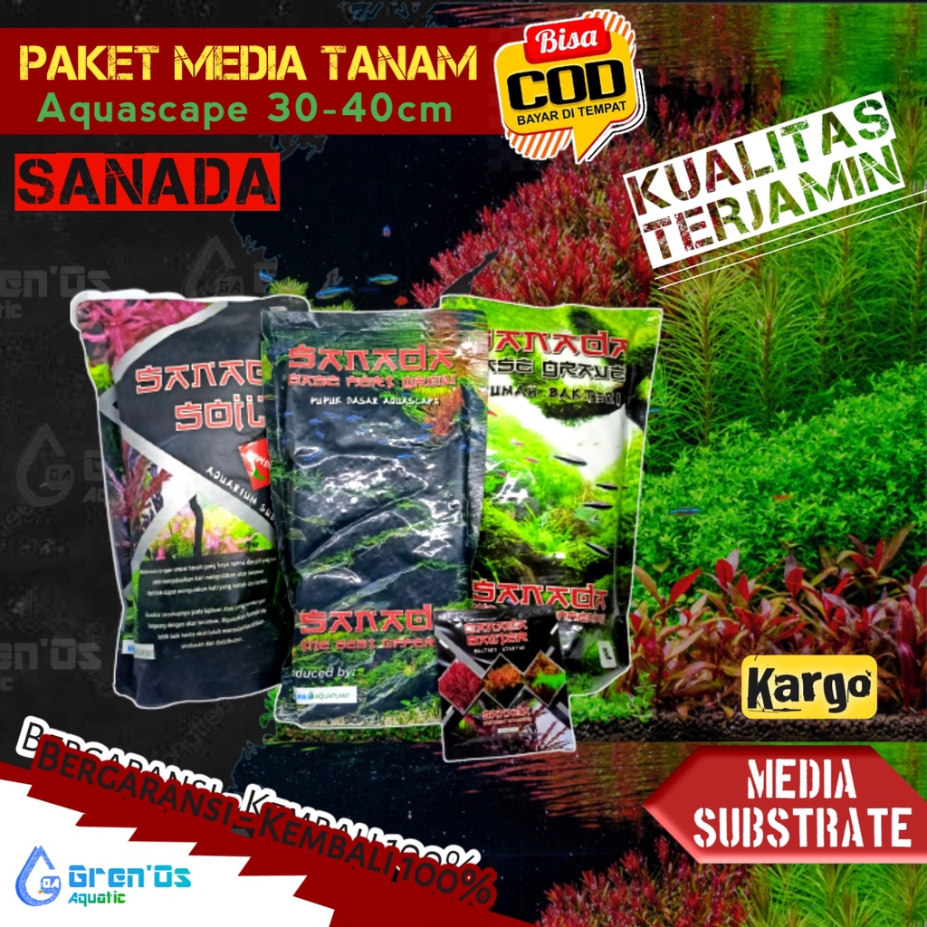 Paket Media Tanam Substrate Sanada Aquascape Aquarium 30cm sampai 40cm Akuarium Soil Pupuk Dasar Rum