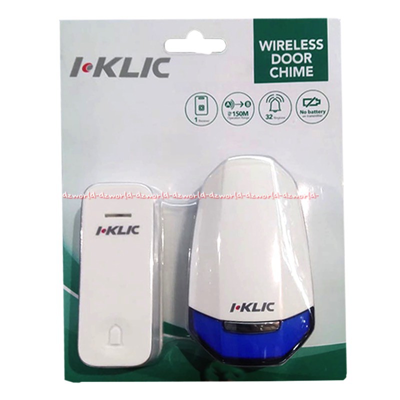 I-Klic Wireless Wireless Door Chime Bell Pintu Bel Tanpa Kabel Isi 1 Bel Pagar I-click Iklic I Klic Moztec Tanpa Batrai Baterai