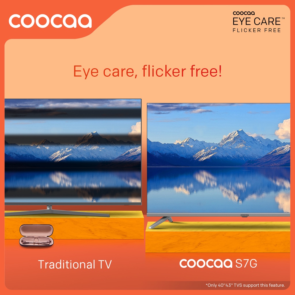 COOCAA 43 inch Smart TV - Digital TV - Android 11 - Netflix/Youtube - Google Assistant - Dolby Audio - Mirroring - Flicker Free - Boundless - HDR 10 - WIFI - USB/LAN(COOCAA 43S7G)