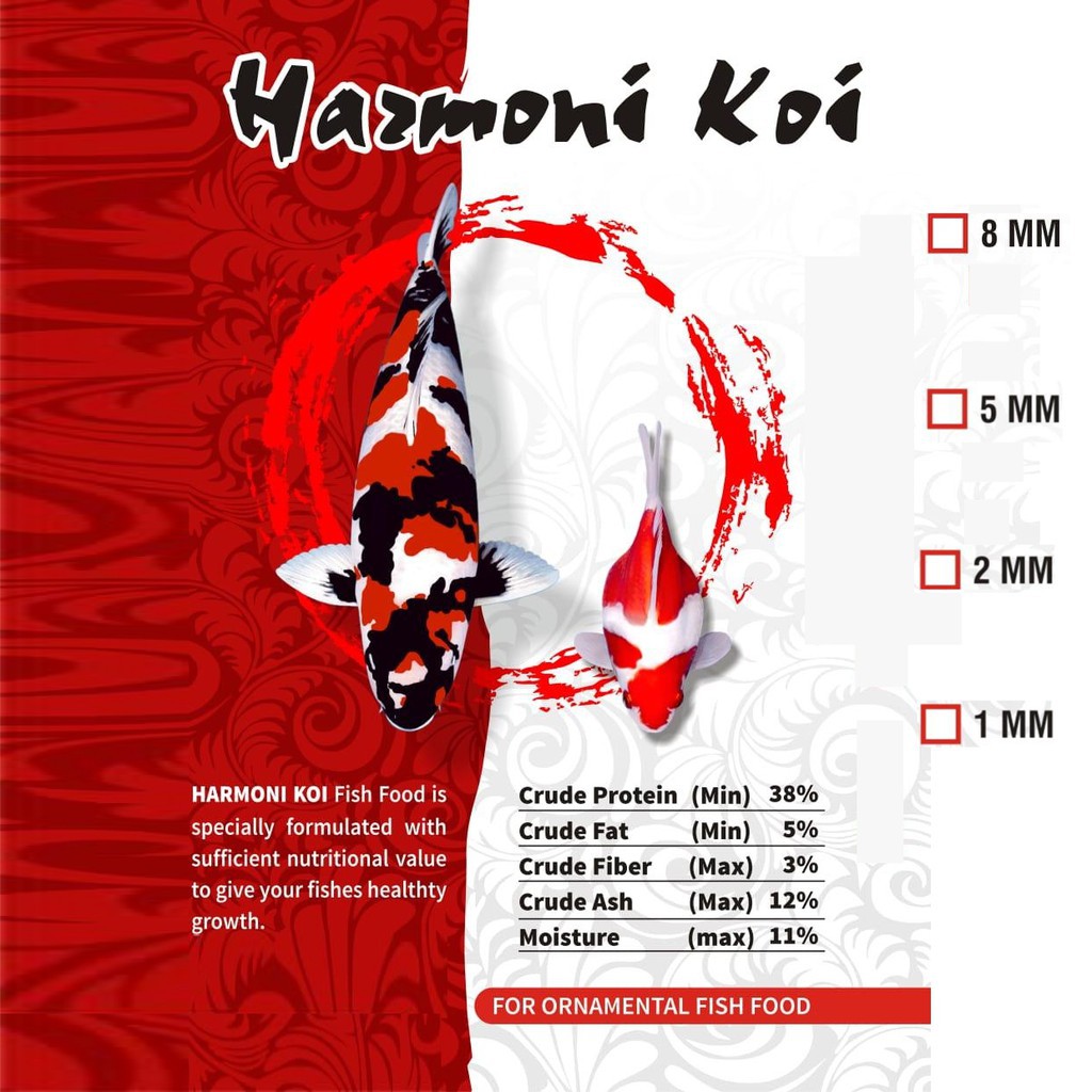 Pakan Koi Harmoni 10 KG Pelet Ikan 10kg Fish Food Untuk Warna, Pertumbuhan dan Nutrisi