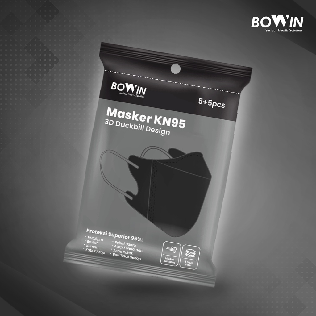 Bowin Masker KN95 - Duckbill 3D (Filter ≥95% BFE PFE) Masker Medis / Masker Kesehatan