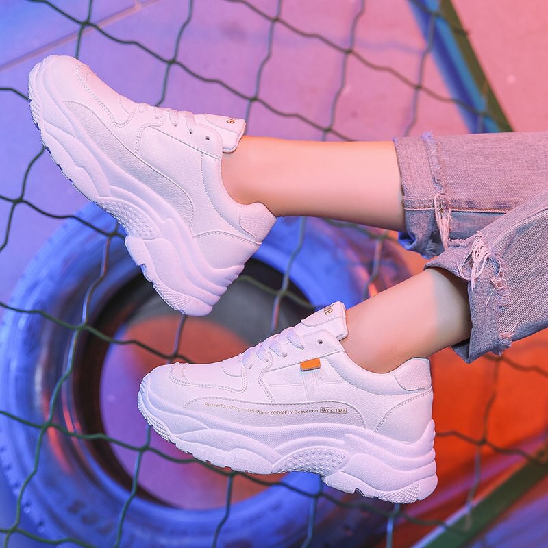 white thick sneakers