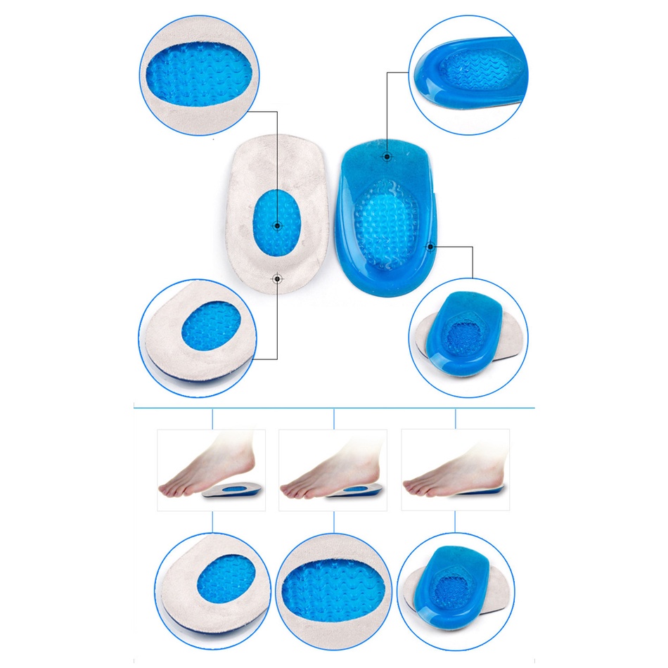 Silicone Gel setengah Alas Sepatu Perawatan Kaki Tumit Bantalan Sol Meringankan Sakit Kaki Pelindung