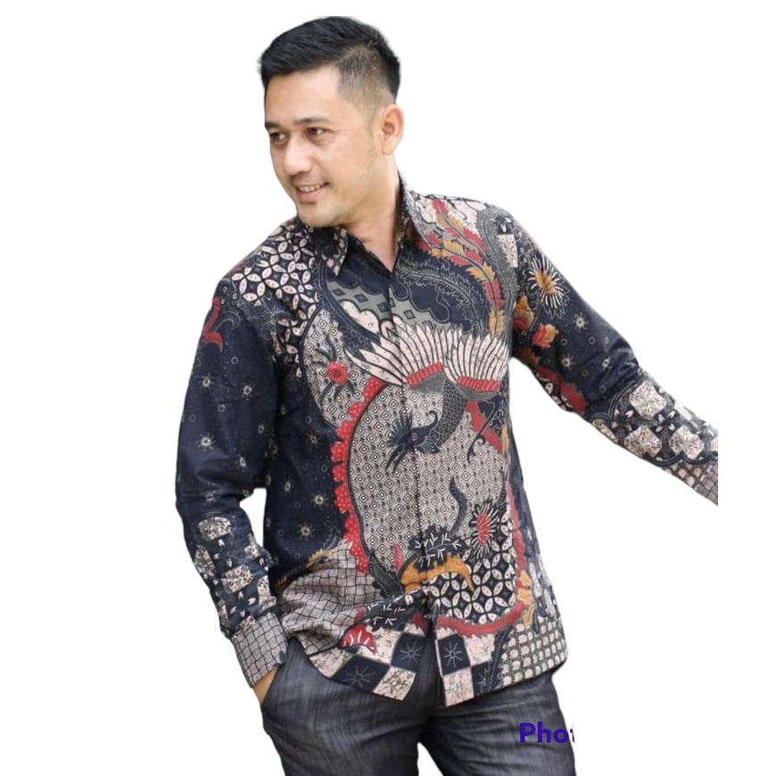 PEKSI HITAM Kemeja Batik Pria Premum Full Furing Bahan Katun Halus Primisima Asli Batik solo