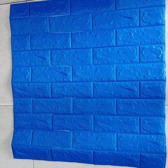 Gilaa Wallpaper Dinding 3D Brick Foam Batu Bata - Biru Tua Trendi