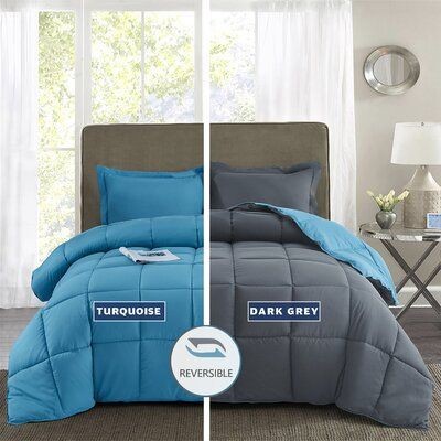 Bedcover Sprei set Two Tones 2 warna Biru Laut vs Abu Tua
