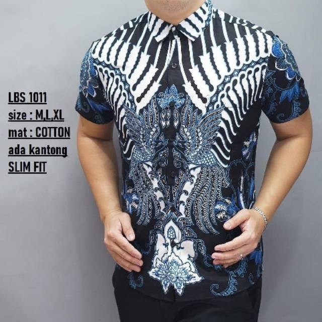 LBS1011 KEMEJA BATIK PRIA SLIM FIT LENGAN PENDEK