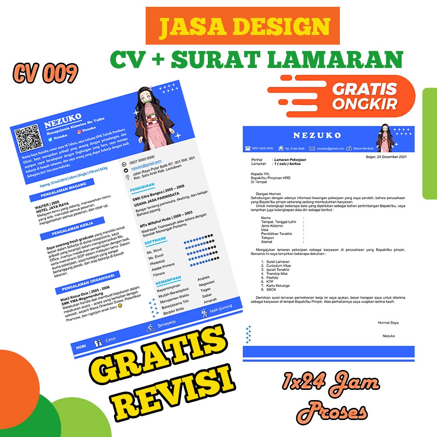 Cv Lamaran Jasa Pembuatan Cv dan Lamaran Kerja Jasa Cv Curiculum Vitae CV 009