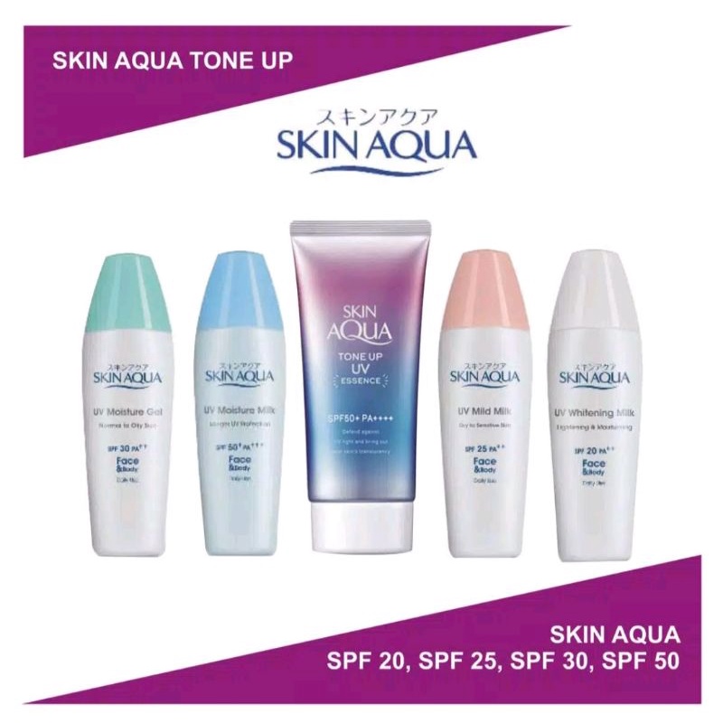 Skin Aqua Sunscreen UV Moisture Gel SPF 30+ Milk Spf50 Whitening Milk Spf50 Pa+++ Mild Spf25 Tone Up Mint Green