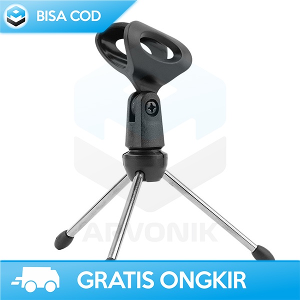 TRIPOD MICROPHONE MINI DUDUKAN MIC KECIL STAND MIKROFON 15,5CM BLACK