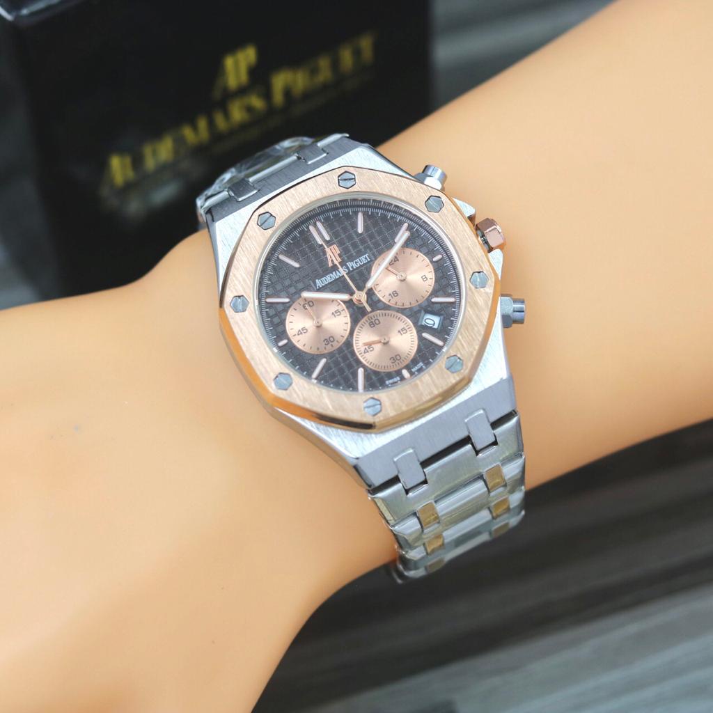 BEST SELLER JAM TANGAN PRIA AP O180 TALI RANTAI CHRONO AKTIF TANGGAL AKTIF DM 4.2CM FREE BOX BATERAI CADANGAN || JAM TANGAN FASHION PRIA JAM COWOK MURAH AP AUDS P1EGUET