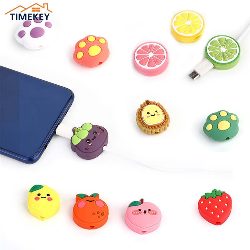 TK Cute Cartoon Animal Fruit Cable Protector USB Cable Bite Holder Charger Wire Organizer Phone Accessories