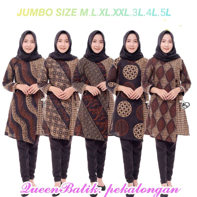 JUMBO Batik Tunik SOGAN TULIS wanita Kenongo ASLI Pekalongan