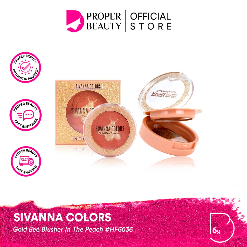 SIVANNA COLORS Gold Bee Blusher In The Peach #HF6036 Thailand / Blush On / Highlighter / Brush