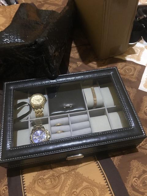 Premium Kotak Organizer Perhiasan Dan Jam Tangan Waterproof 30 X 20 X 8 Cm