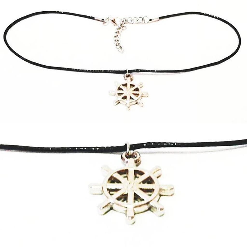 Baby Choker Necklace Silver Big Ship's Wheel | Kalung Handmade