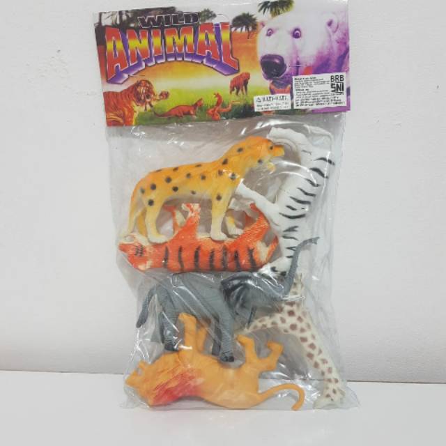 Mainan set hewan karet wild animal edukatif anak