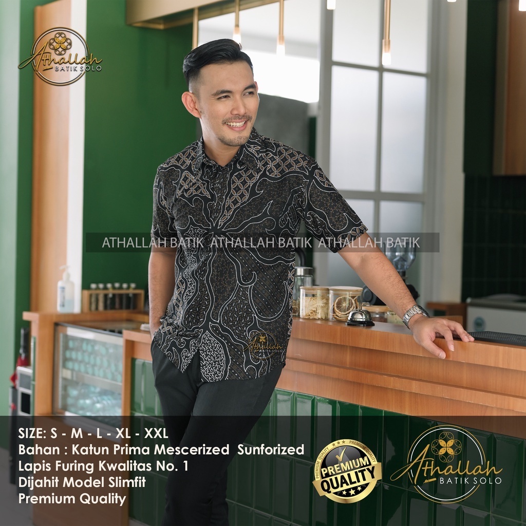 TERLARIS Baju Batik Pria Lengan Pendek Kemeja Batik Lengan Pendek Batik Pekalongan Pria Lengan Pende