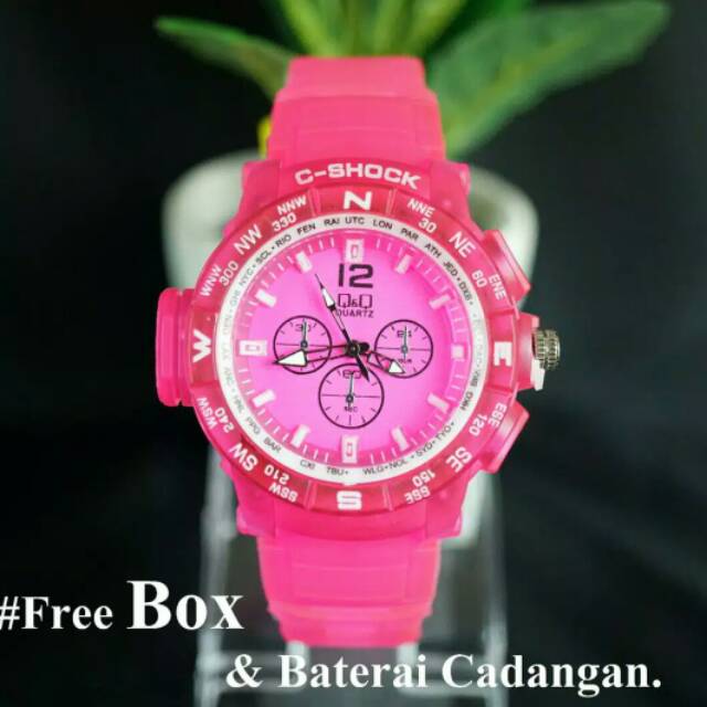 NEW JAM TANGAN WANITA/CEWEK C SHOCK Q&Q QQ Q Q ANALOG RUBER PING TRANSPARAN
