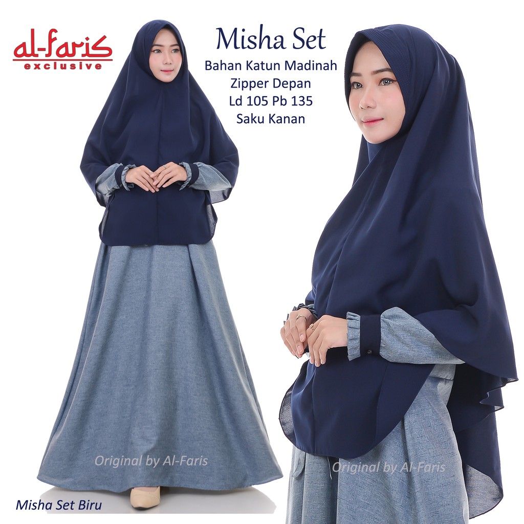 MISHA SET Gamis Setelan Hijab Gamis Katun Madinah Madina Premium Teksture Serat Kayu Long Dress