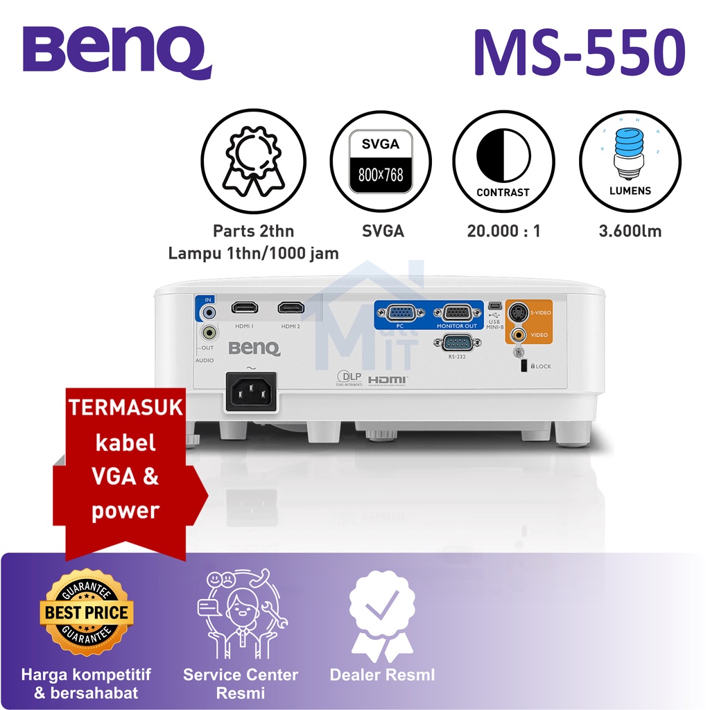 PROYEKTOR BENQ MS-550 MS 550 BENQ MS550 Proyektor DLP TV Turner GARANSI RESMI