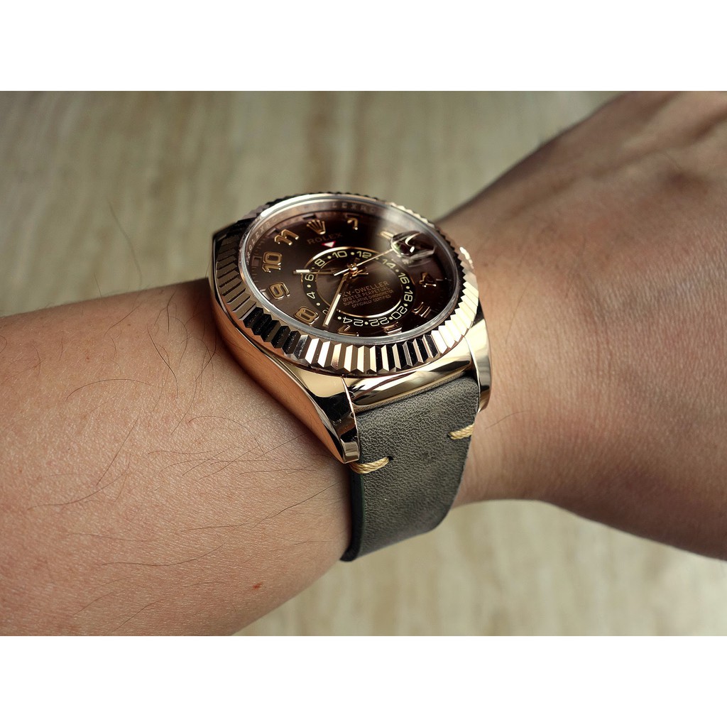 Tali Jam Mewah Rolex GMT Master Coke, Submariner Date, Yacht Master 40mm Gunny straps Minim Grey