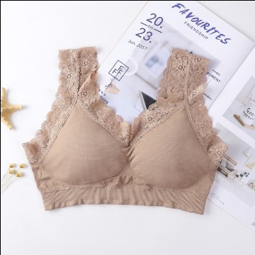 Bra Bralette V Neck Bh Wanita Dengan Strap Renda Seamless Tanpa Kawat