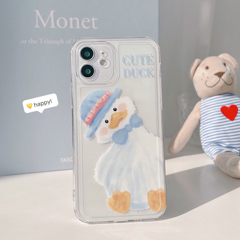 Case Pelindung Transparan Motif Kartun Bebek Bunga Untuk Iphone 14 PRO MAX