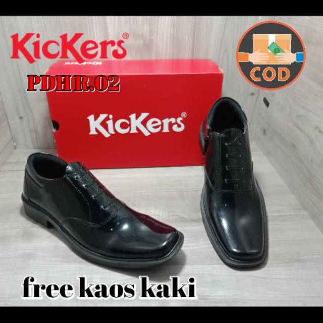 Sepatu Pantofel pria PDH R.02 resleting Pinggir Warna Hitam kulit kilap readi size 39-40-41-42-43-44