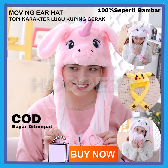 TOPI KUPING GERAK KARAKTER LUCU MOVING BUNNY EAR HAT WITH LED LIGHTS VA350