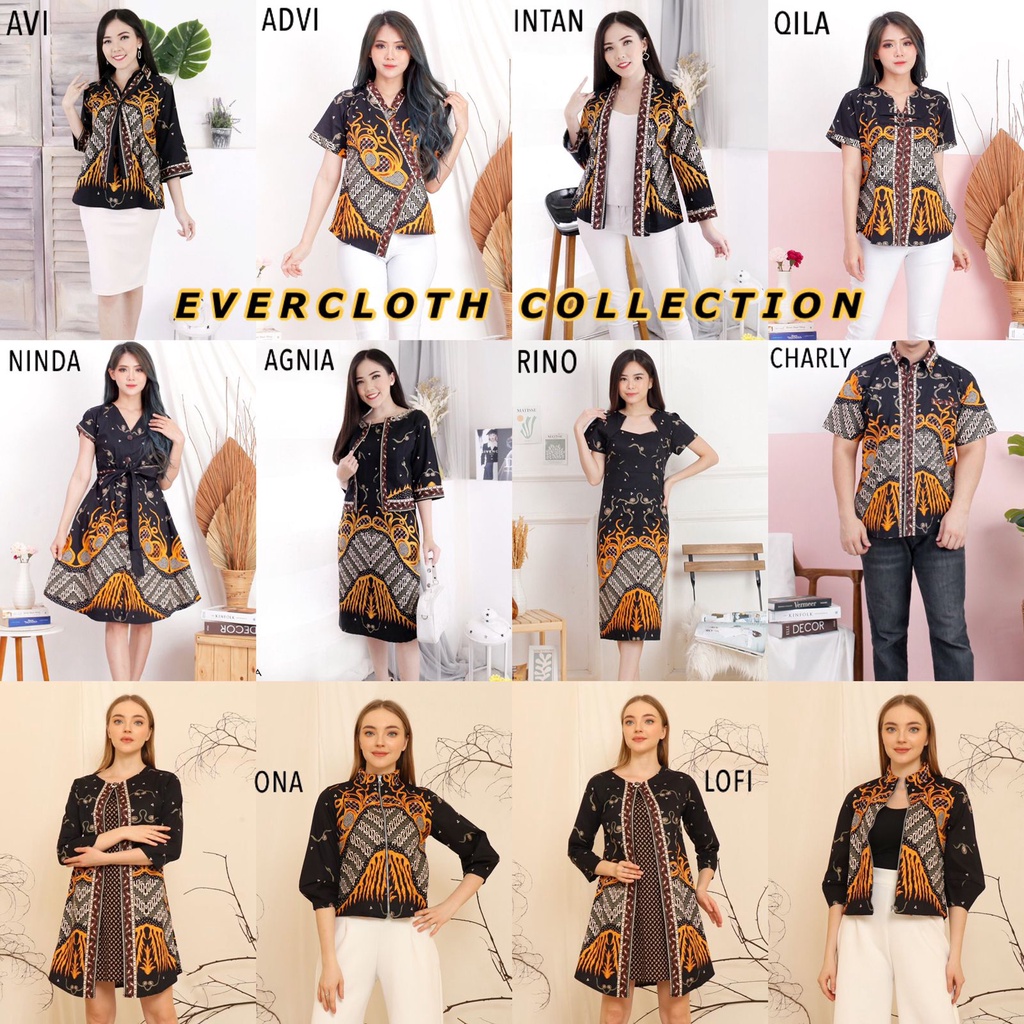 Evercloth Advi Blouse Wanita Atasan Wanita Batik Couple Family