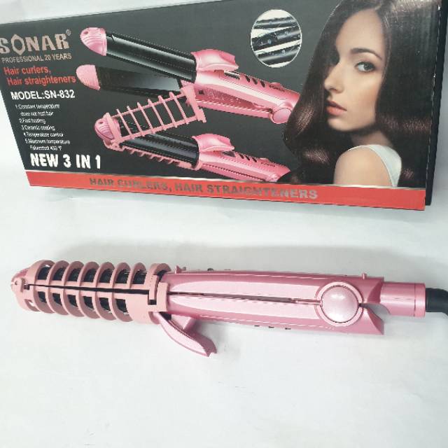 Catokan Sonar SN-832 Catok Rambut 3in1 Curly Rebonding Pelurus Temperatur Suhu Digital Bagus Murah