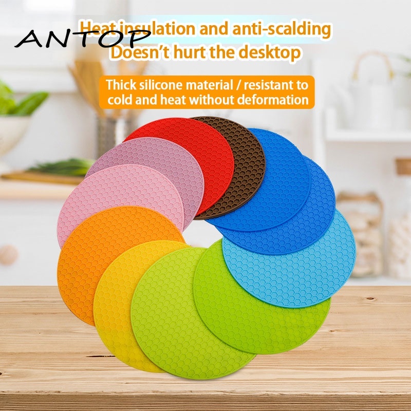 Tatakan Alas Silikon Bulat / Tatakan Piring Panci Anti Panas / Tatakan Silicon Anti Slip ANTOP