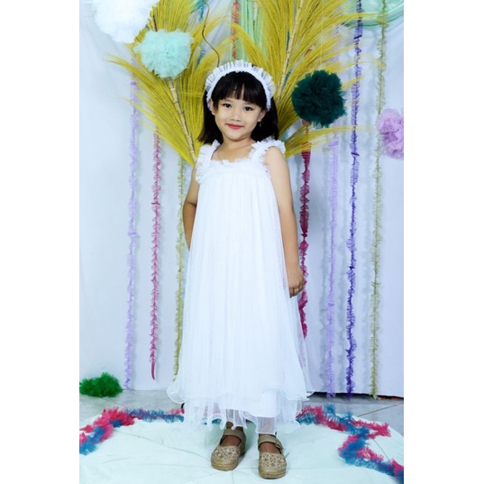 (DRESS HILWAH )DRESS TILE LEMBUT--DRESS TUTU GELOMBANG CINTA--PAKAIAN PESTA ANAK TERMURAH --GAUN PEREMPUAN //FREE BANDO