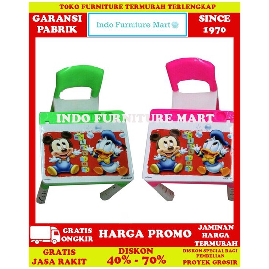 Meja Lipat Kursi Plastik Akako Belajar Mickey Mouse