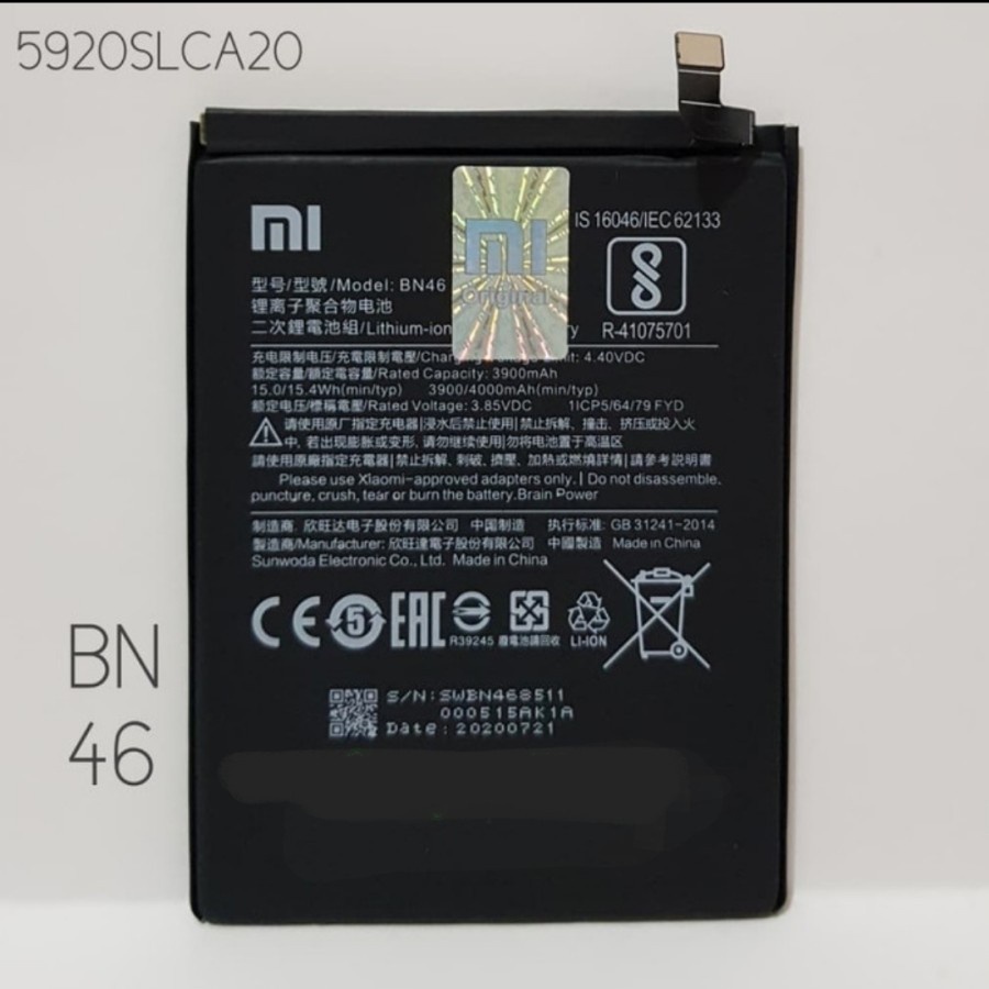 DIJAMIN ORIGINAL 100% BATERAI BN46 / XIAOMI REDMI 7 / NOTE 6 / NOTE 8 ORI BERGARANSI