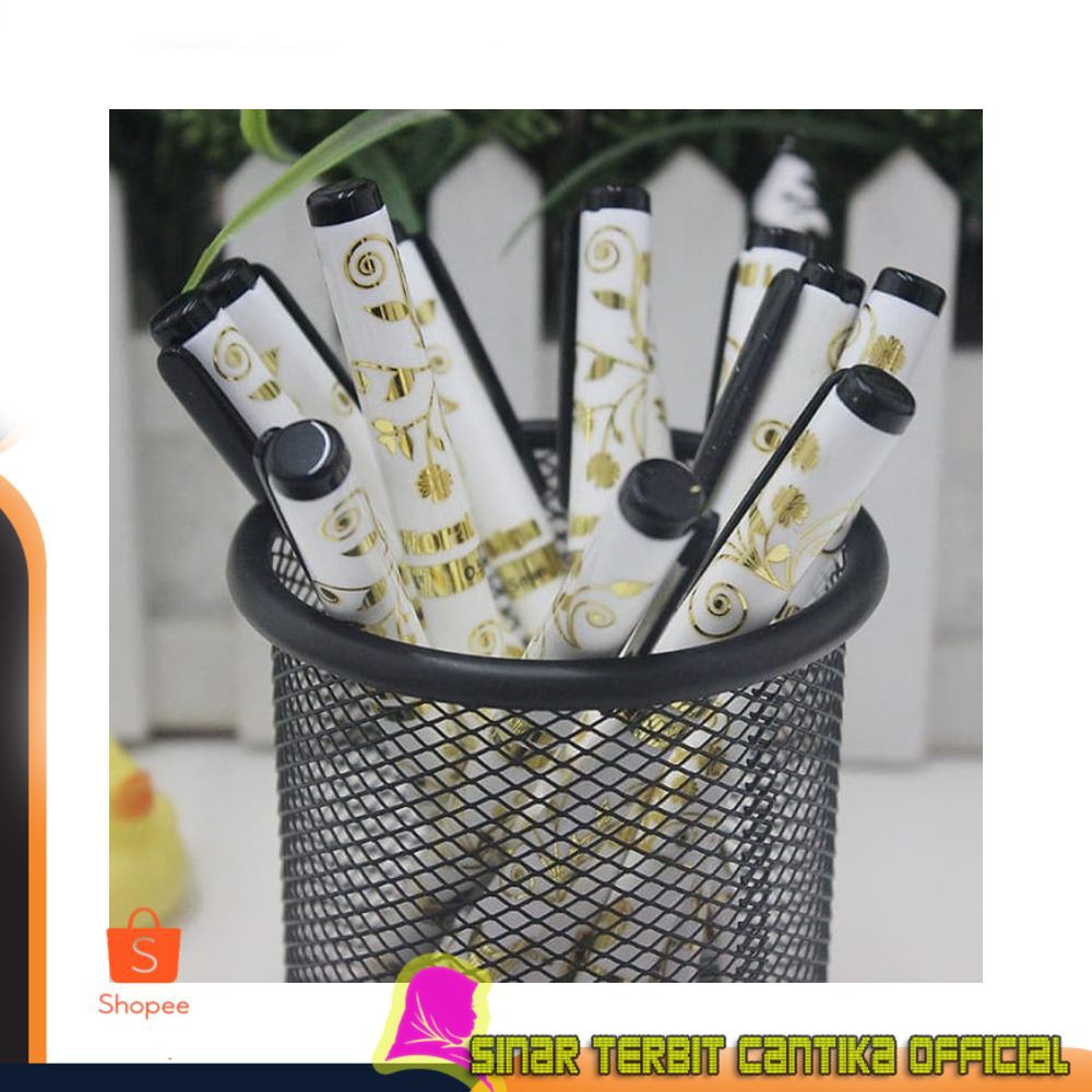 

Promo Pena Ballpoint Bolpen Pulpen Rollerball Gel Pen 0.5 GP-765 Floral Gold