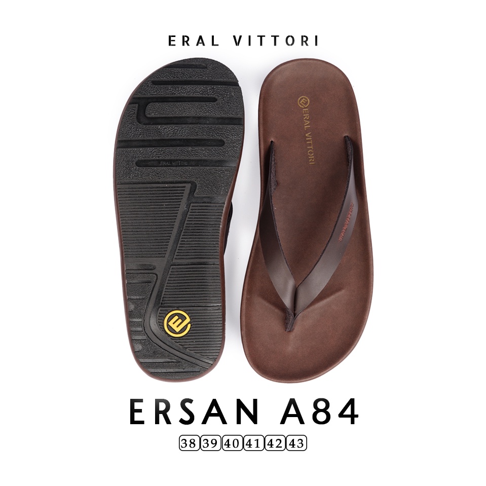 Eral Vittori - Ersan A84 Sandal Pria Kulit Harian Santai Coklat