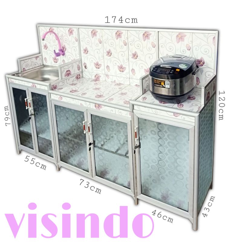 LEMARI DAPUR MULTIFUNGSI 4IN1(WASTAFEL,RAK PIRING,RAK KOMPOR,RAK MAGICOM) 5 PINTU JUMBO