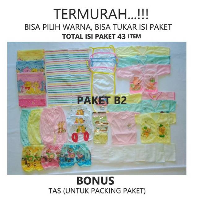 Paket perlengkapan bayi lahir B1 dan B2 baby newborn BONUS TAS