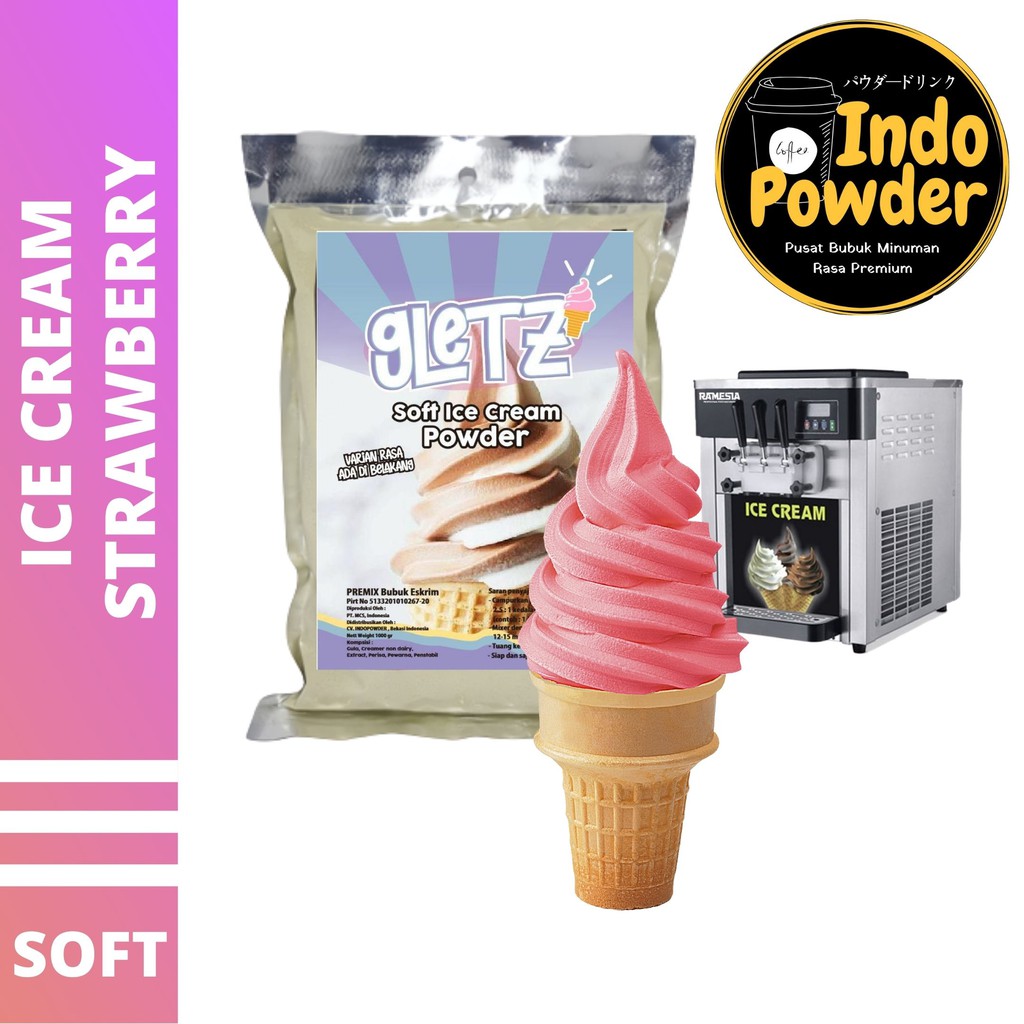 SOFT ICE CREAM STRAWBERRY 1Kg - Bubuk Es Krim STRAWBERRY - Bubuk Es Krim - SOFT ICE CREAM Powder