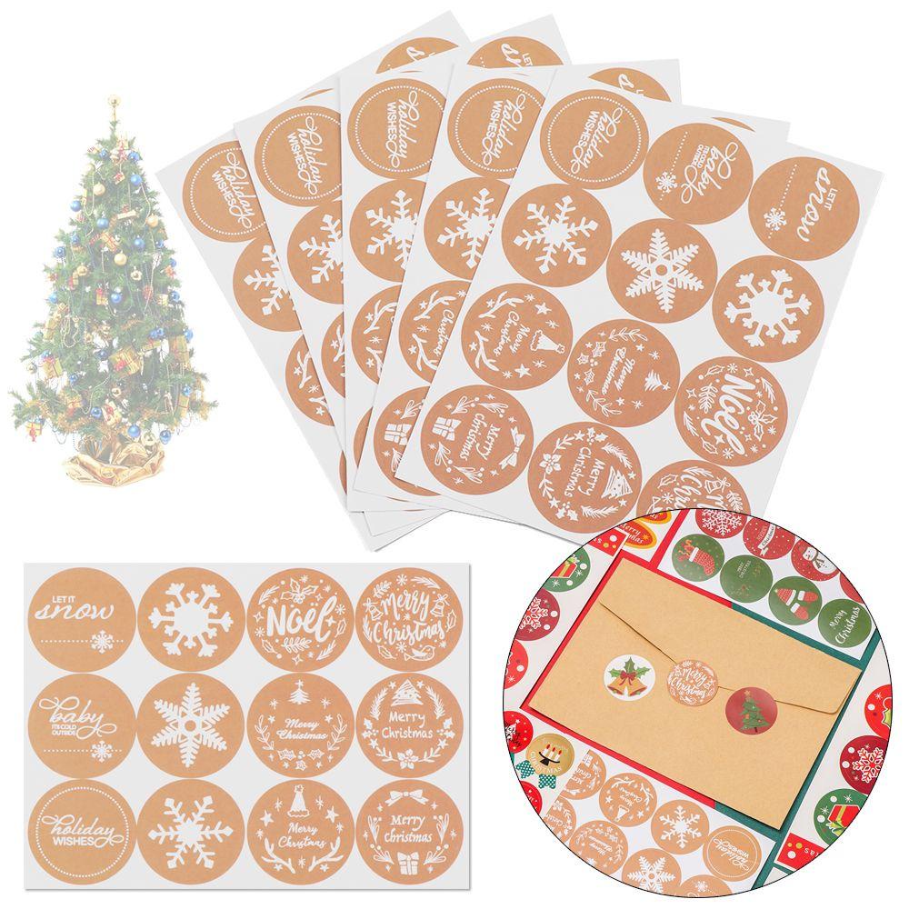 Populer 5lembar Kertas Hadiah Stiker Hiasan Kue Cookie Candy Tag Sealing Biskuit Paket Xmas Ornamen