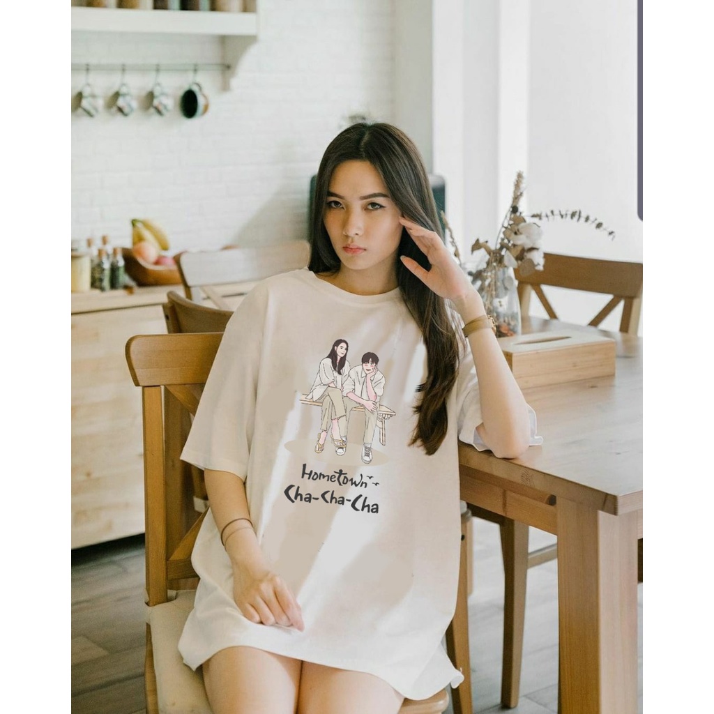 MYSTIQUE.ID-BAJU KAOS HOMETOWN CHA-CHA-CHA T-SHIRT LUCU DAN AESTHETIC