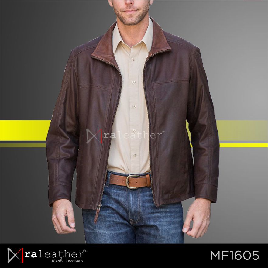 Jaket Kulit Pria RA Leather Original - 100%  Kulit Domba Asli  Garut  - MF1605