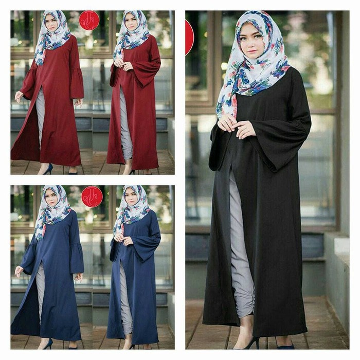 Atasan Long Tunik Sania OD twiscone all size fit to XL tangan lebar terompet - Maroon murah