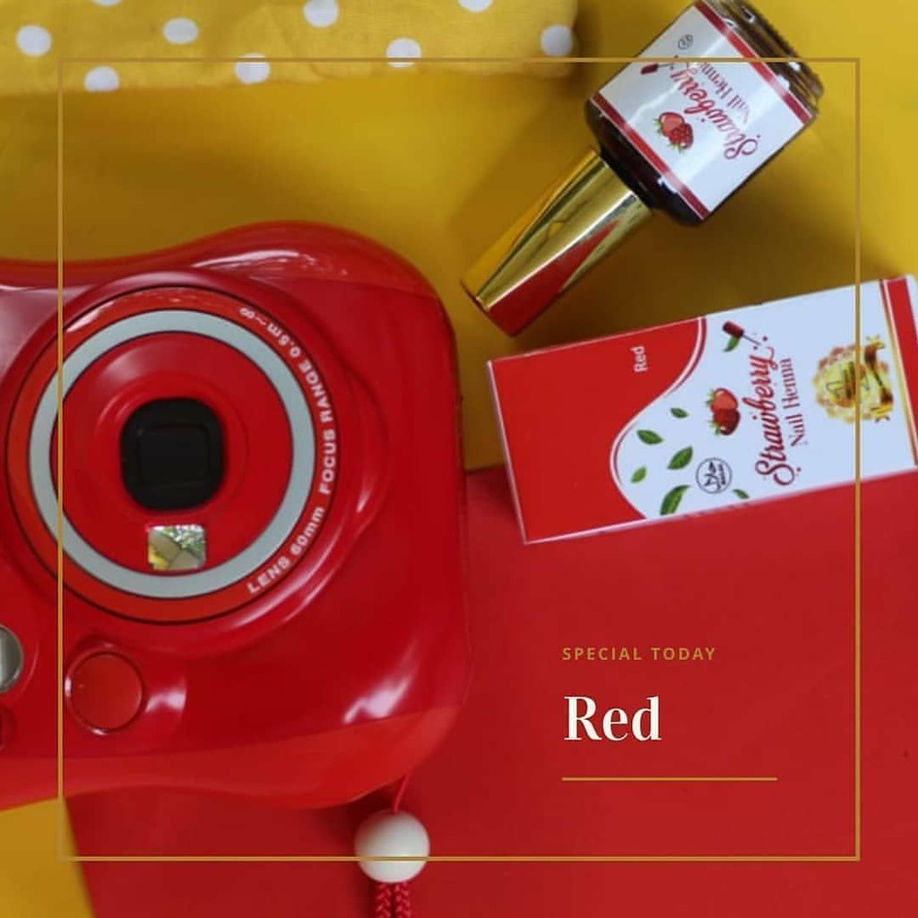 [ RED ] Kutek HENNA | Kutek Halal Wudhu Friendly Sah Sholat | Strawberry Nail Henna NHS