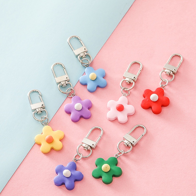 Korea Colored Flower Pendant Pottery Clay Flower Accessories Childlike Girl Heart Earphone Set Ornaments