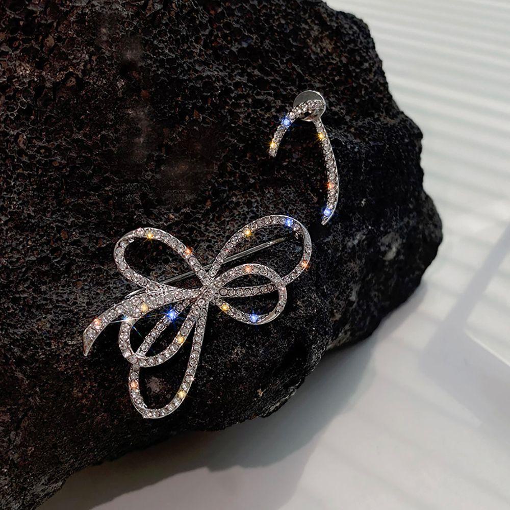 Agustinina Bow Earrings Sweet Simple Earcuff Perempuan Berlian Imitasi Paduan Telinga Tulang Klip