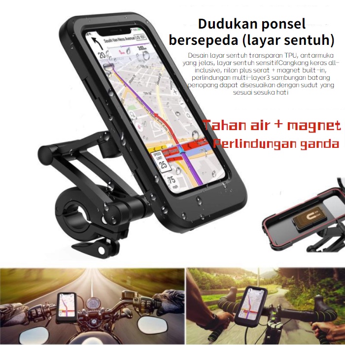 penyangga hp di motor/holder hp motor sepeda/Multifunctional Phone Stand Holder/perawatan /Pemegang ponsel/stand holder hp motor/Tas pemegang ponsel tahan air film pelindung