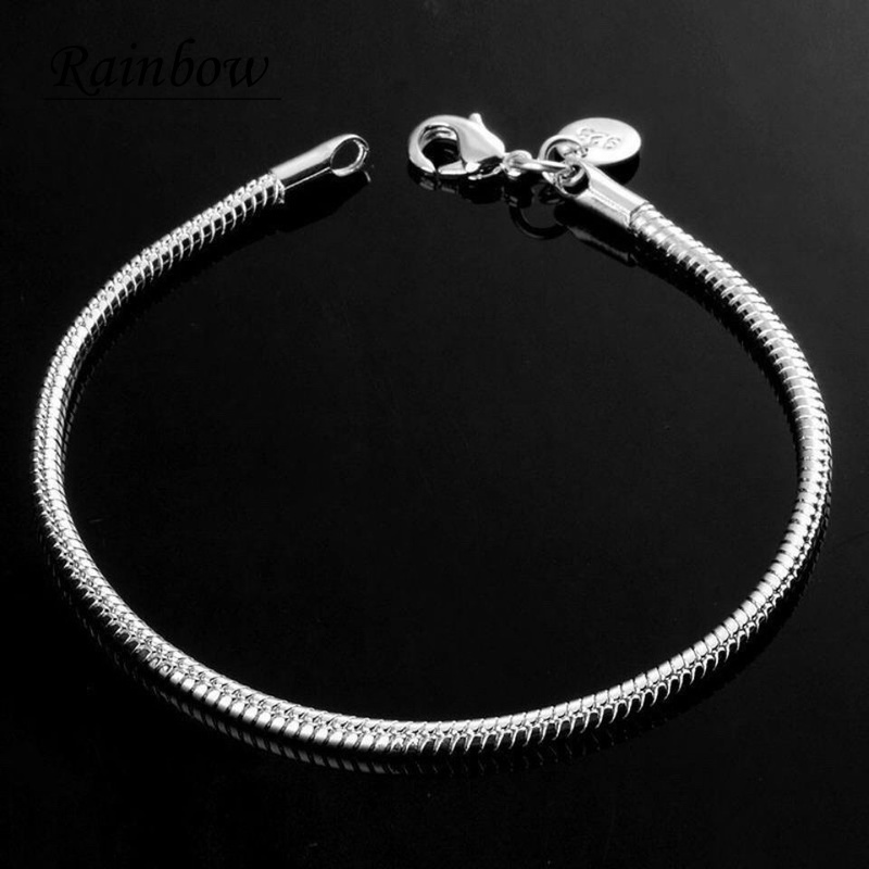 Ladies Silver Plated Thin Shiny Bracelet Ladies Shiny Simple Bracelet Jewelry